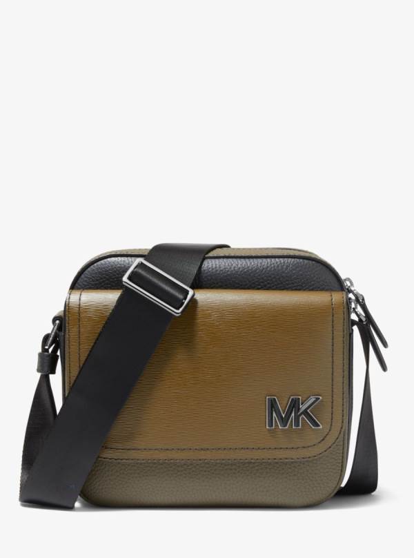 Panske Crossbody Kabelka Michael Kors Hudson Color-Blocked Leather Olivovo Zelená - Tasky Michael Kors Vypredaj | XFGMZ-2410